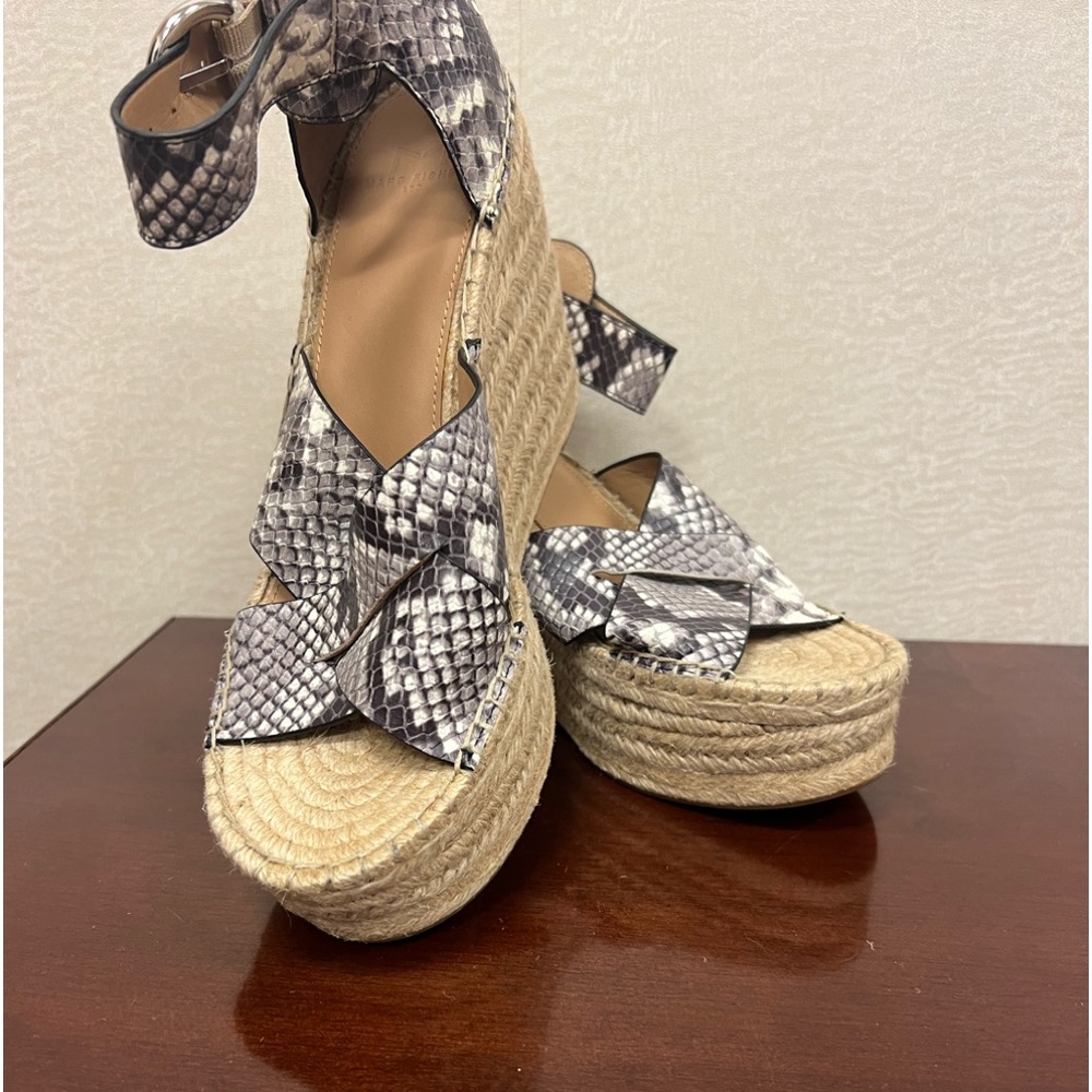 Marc Fisher Faux Snake Skin Wedge Espadrille Size 9 | Color: Black/White/Gray